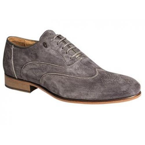 Bacco Bucci "Duca" Grey Genuine English Suede Wingtip Oxford Shoes